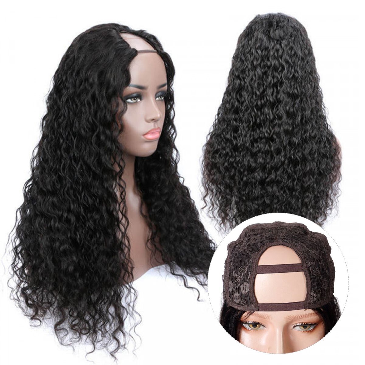 U-part Wigs Natural Color Human Hair Wigs