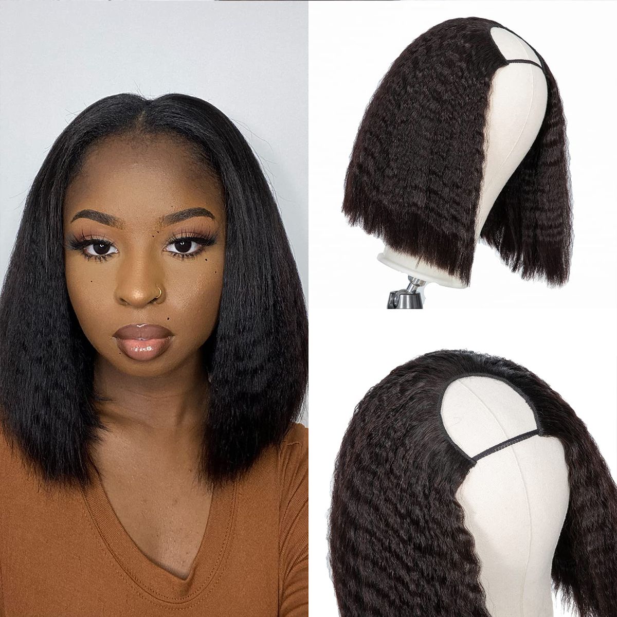 U-part Wigs Natural Color Human Hair Wigs