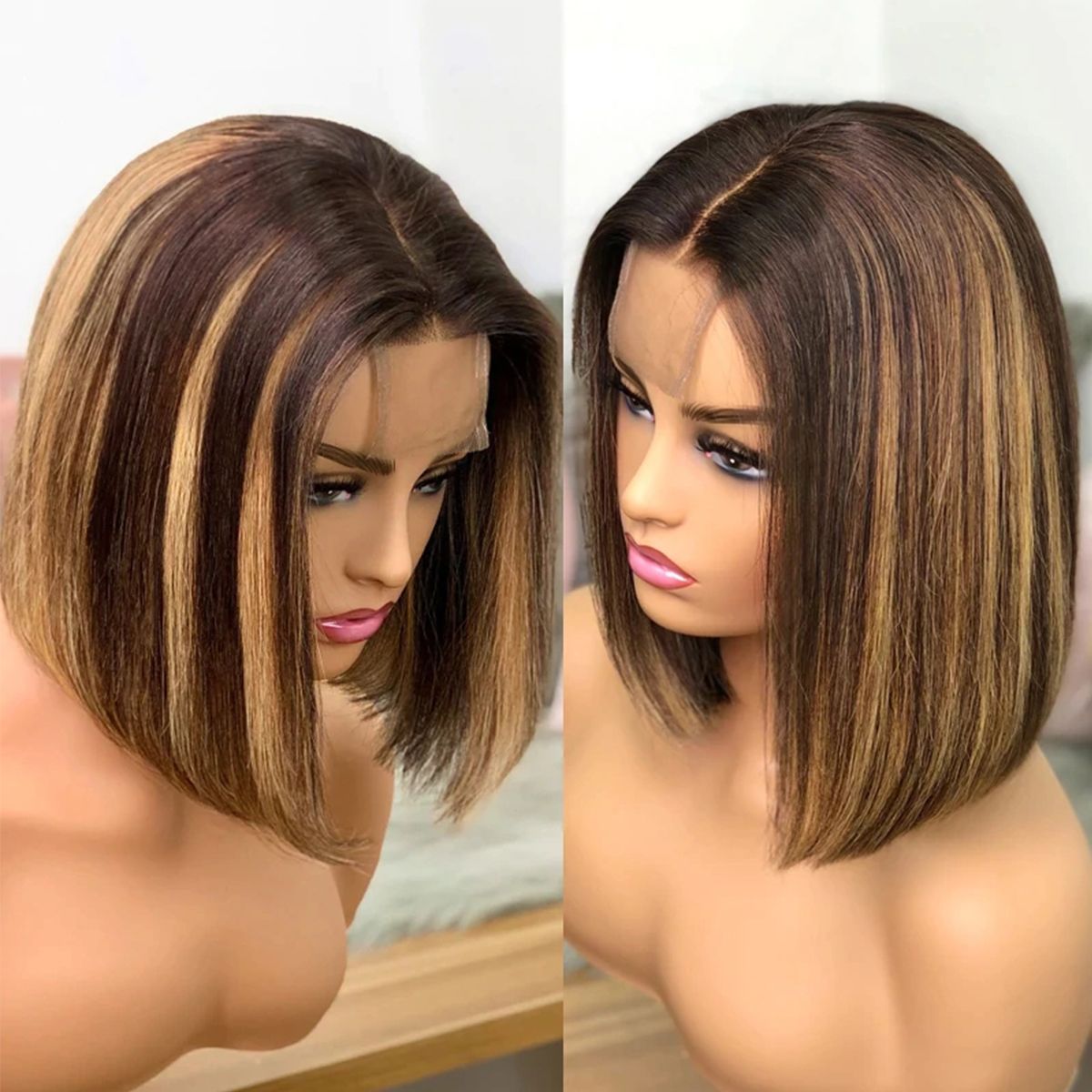 4x4 5x5 6x6 13x4 13x6 Lace Frontal Highlight Color Human Hair Bob Wigs