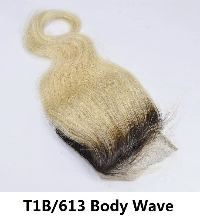 100% Human Color Hair 4x4 5x5 Lace Closures