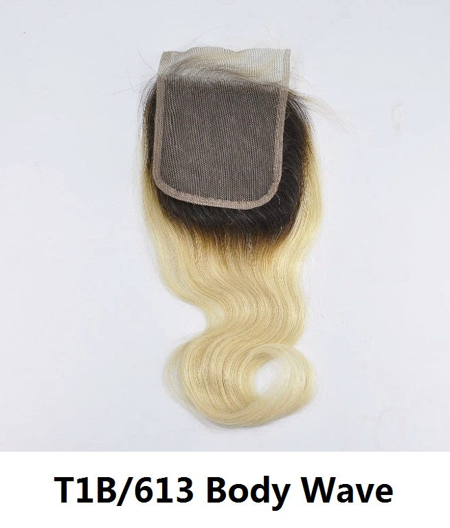 100% Human Color Hair 4x4 5x5 Lace Closures