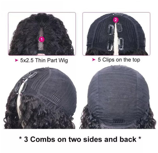 V Part Human Hair Wigs