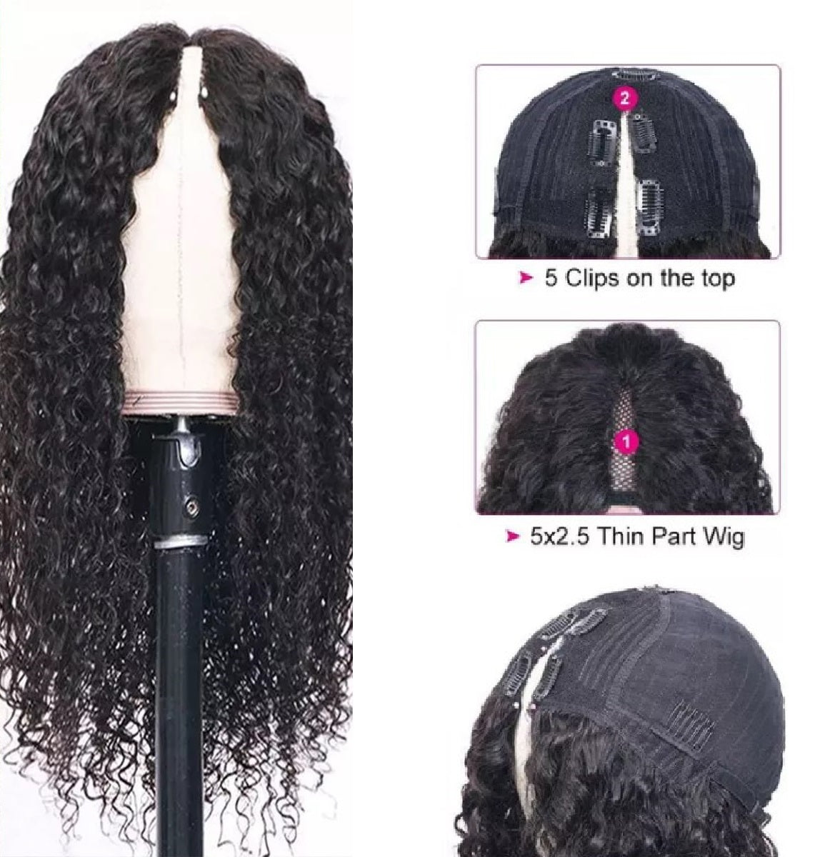 V Part Human Hair Wigs