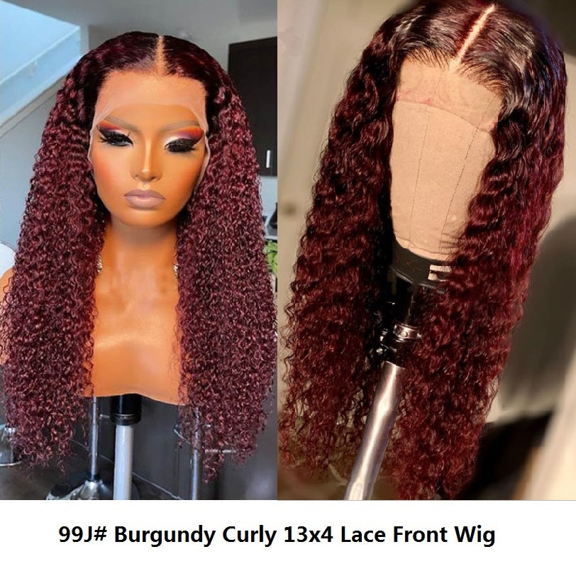 4x4 5x5 6x6 13x4 13x6 Lace Frontal 99J Burgundy Red Color Human Hair Wigs