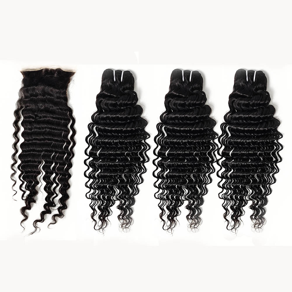 Deep Curly Virgin Human Hair Extensions with 3 Years Life Time