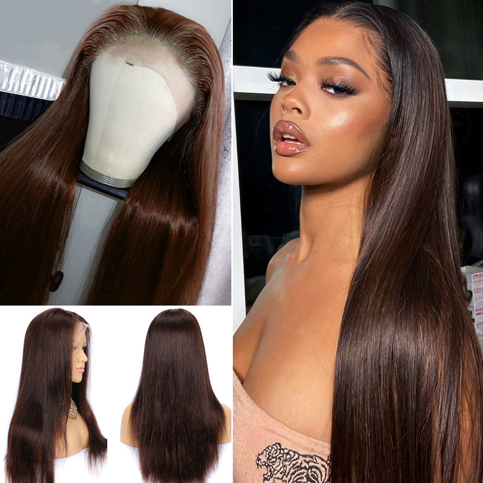4x4 5x5 6x6 13x4 13x6 Lace Frontal 4# Brown Color Human Hair Wigs