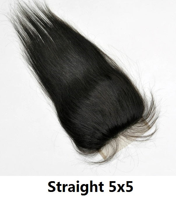 100% Virgin Human Hair 4x4  5x5 6x6 Lace Closures