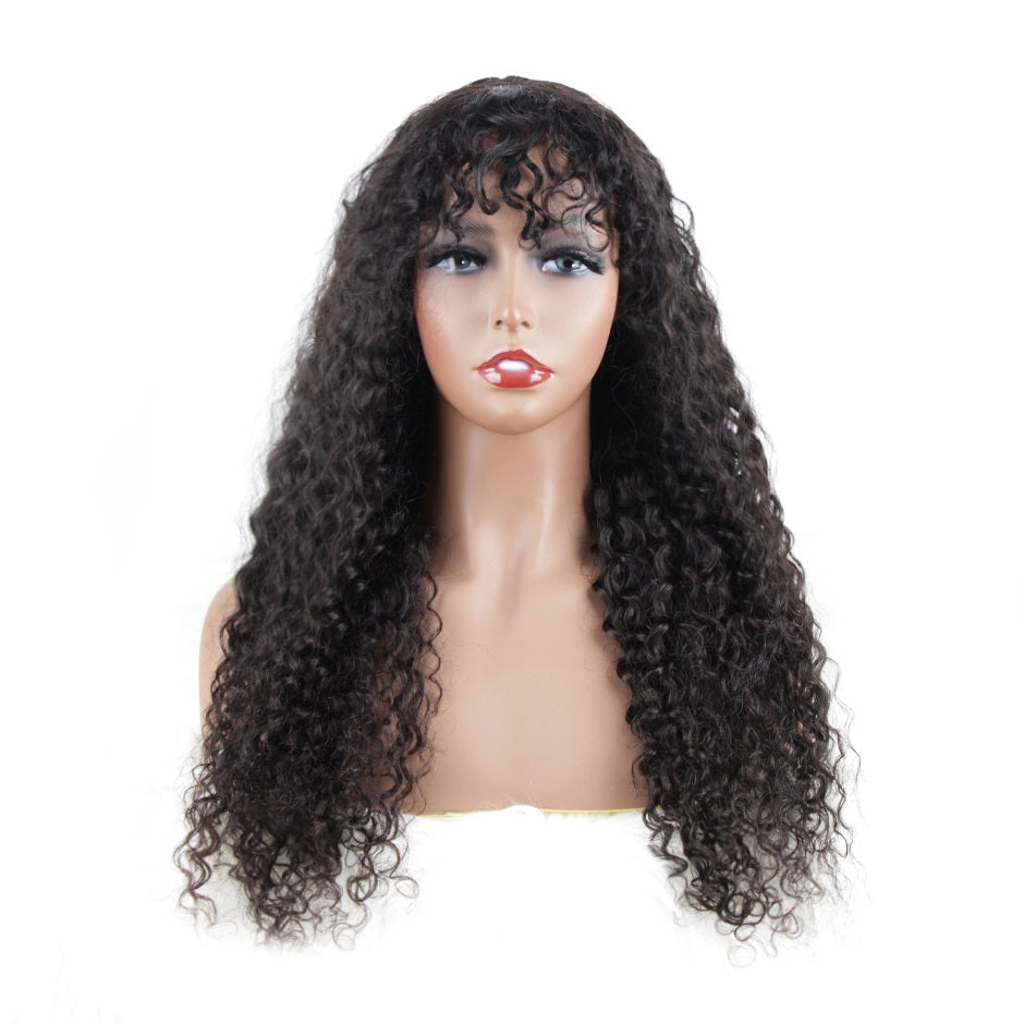 Machine hair wig Virgin Human Hair Wigs with Bangs