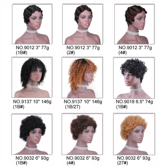 Human Hair Wigs Machine Made Nope Lace Short wig